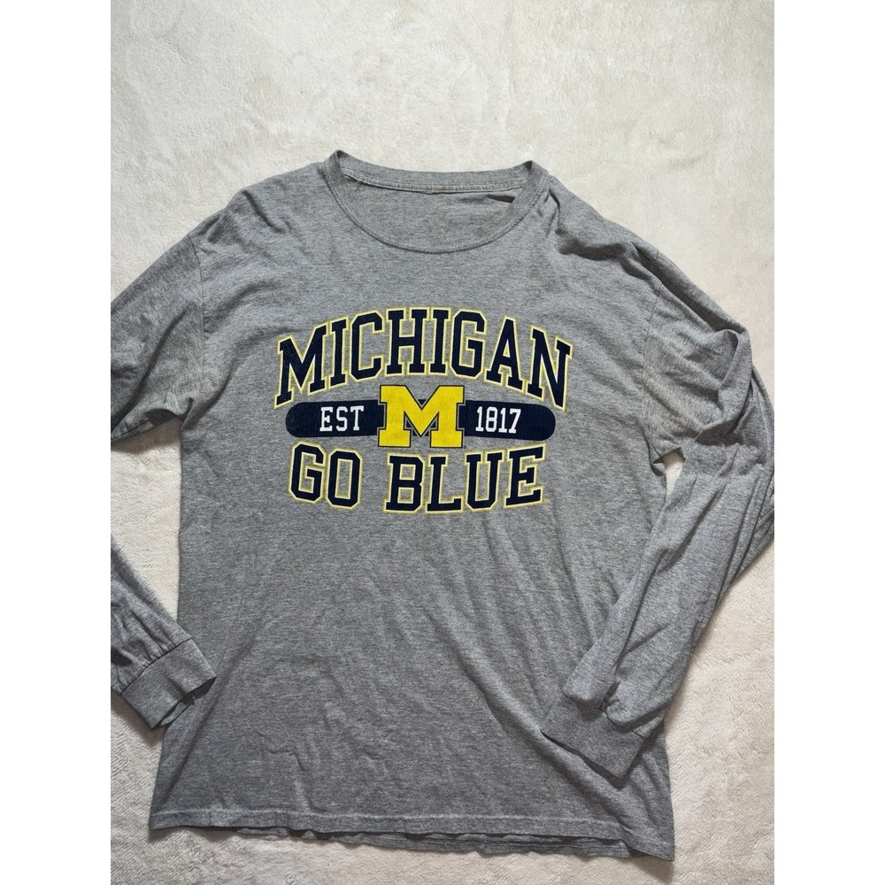Michigan University Go Blue Long Sleeve T Shirt Size L